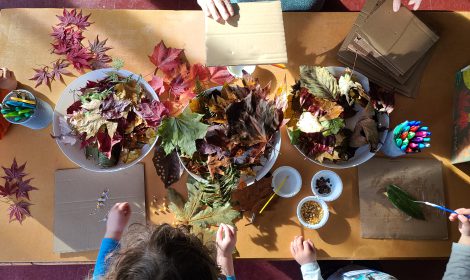 Working on an Autumn-themed craft