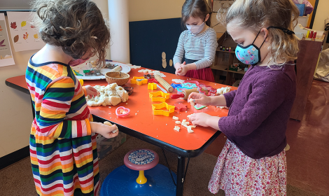 Kids playing with play dough